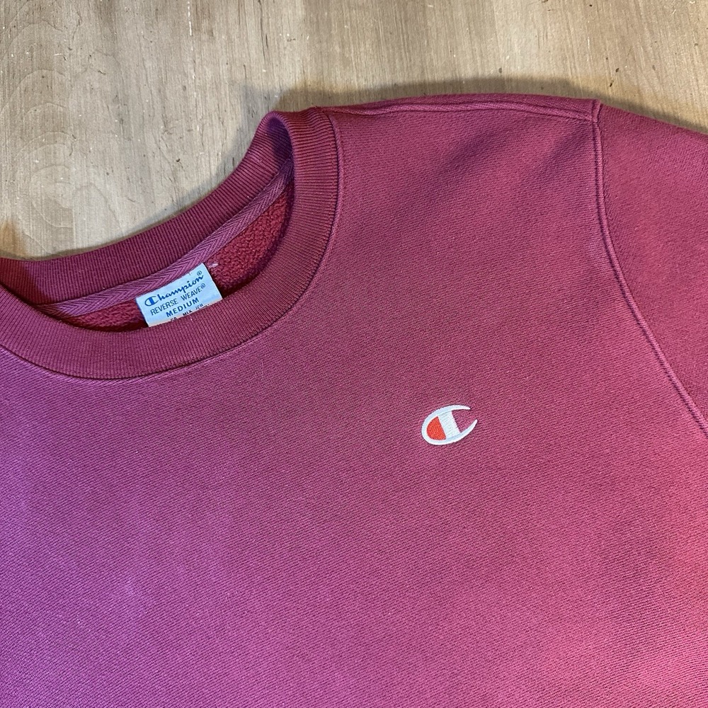 Mens Champion Reverse Weave Crewneck Sweatshirt Size Medium Red Burgundy